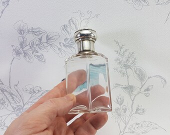 アールデコ調スターリングシルバーの香水瓶：1920年代のガラス製コロン