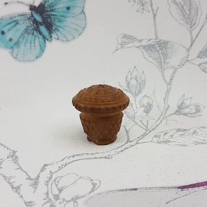 Victorian Carved Vegetable Ivory Vinaigrette: Antique Scent Box