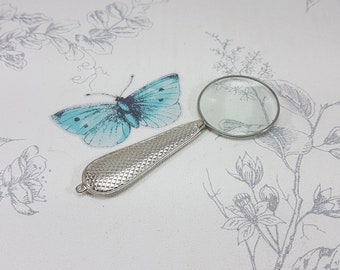 Art Deco Magnifying Glass: Silver Tone Portable Magnifier