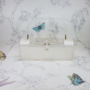 Vintage Pearlescent Lucite Handbag: 1950s Mid-Century Clutch