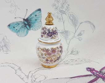 Vintage Floral Porcelain Solid Perfume Bottle with Dabber