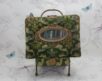 Antique Victorian Photograph Album, Ox Yoke Green Velvet