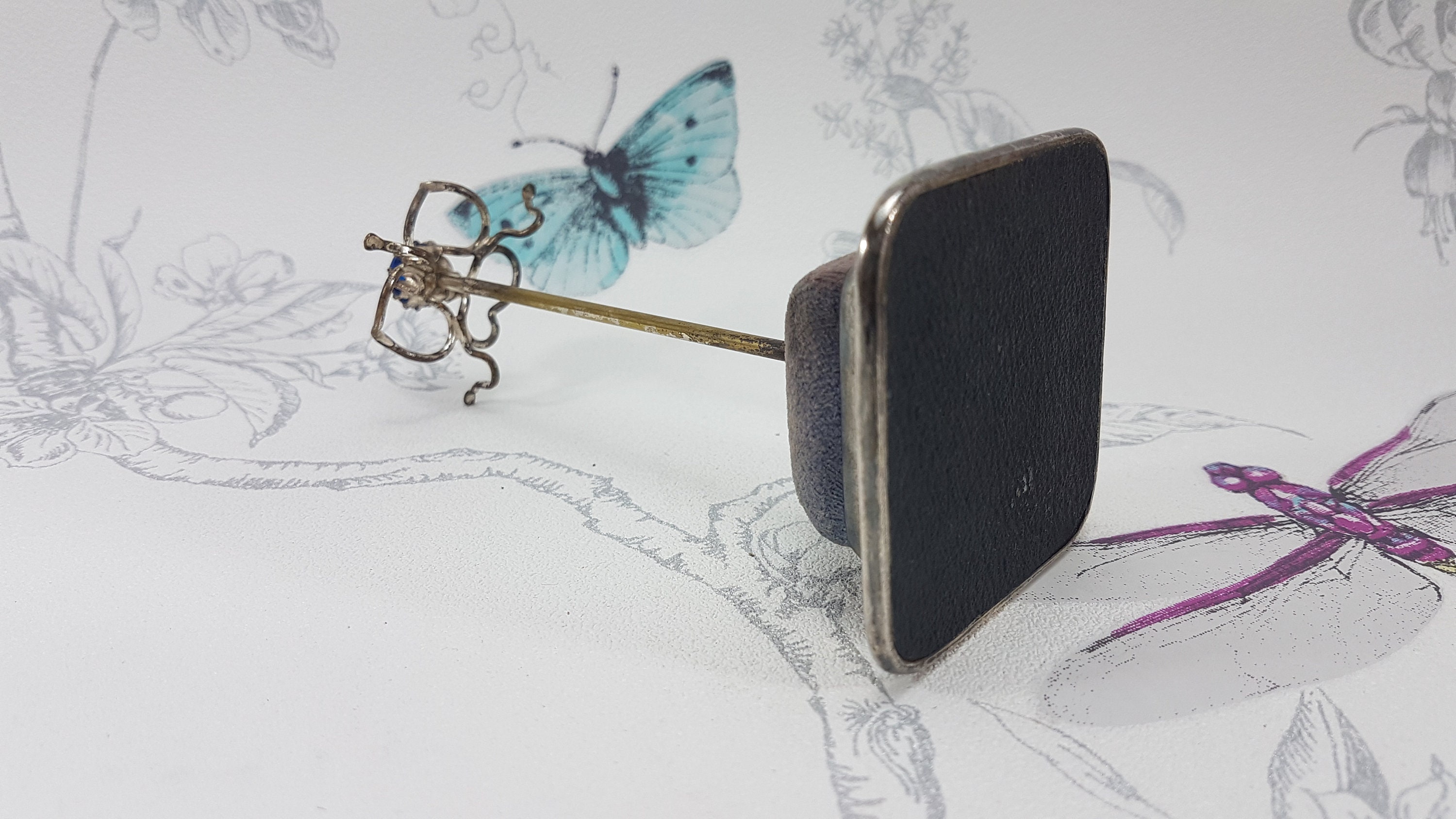 Antique Hat Pin Stand Silver Plated and Velvet Hat Pin Stand Etsy