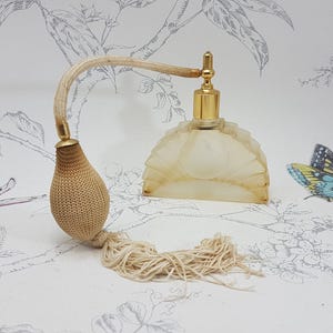 Vintage Art Deco Frosted Glass Perfume Atomiser Bottle