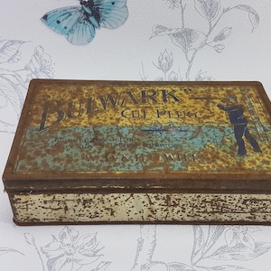 Vintage Bulwark Tobacco Tin: Collectible Shabby Chic Decor