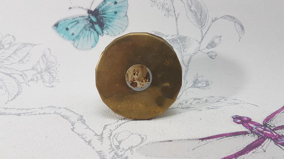 Vintage Yardley Compact Mirror, Art Deco Gold Tone Powder Compact