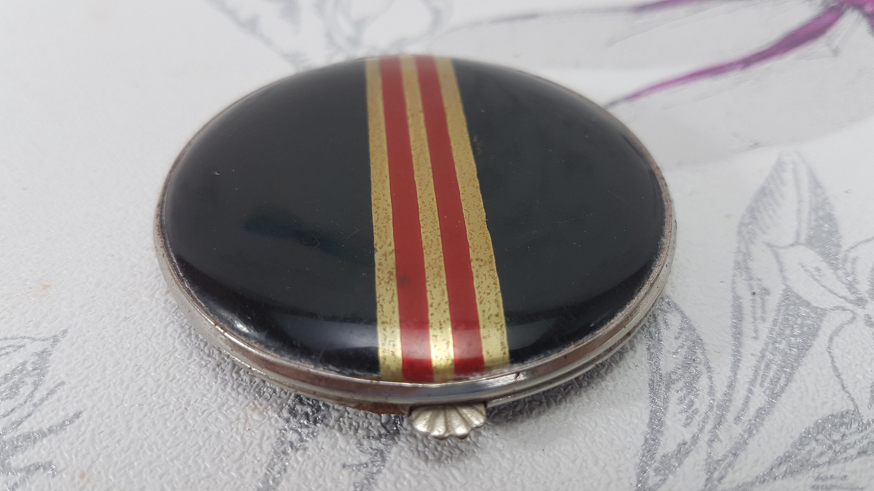 Art Deco powder compact vintage Gwenda powder compact black | Etsy