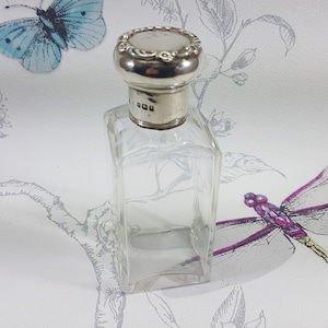 Art Deco Sterling Silver Perfume Bottle: 1920s Glass Cologne
