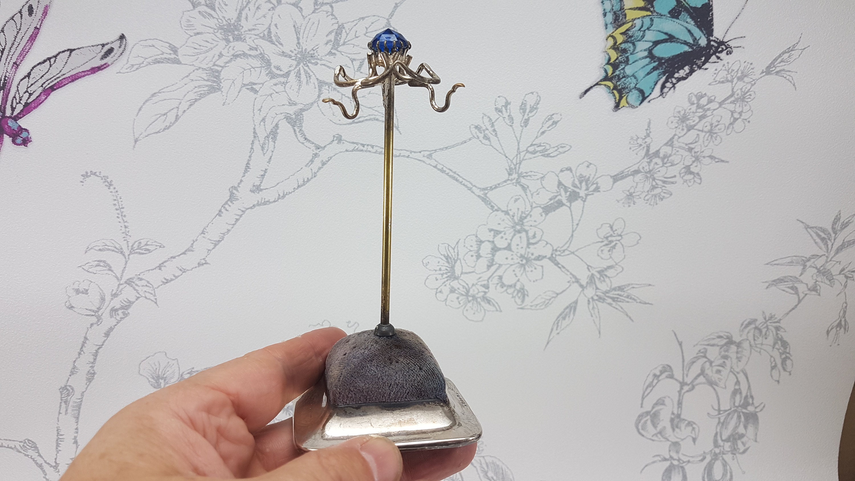 Antique Hat Pin Stand Silver Plated and Velvet Hat Pin Stand Etsy