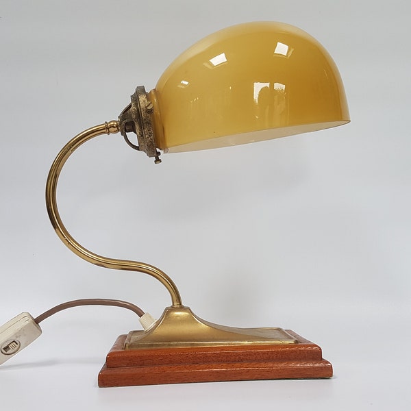 Art Deco desk lamp, brass swan neck desk lamp, vintage French desk lamp, Art Deco home decor