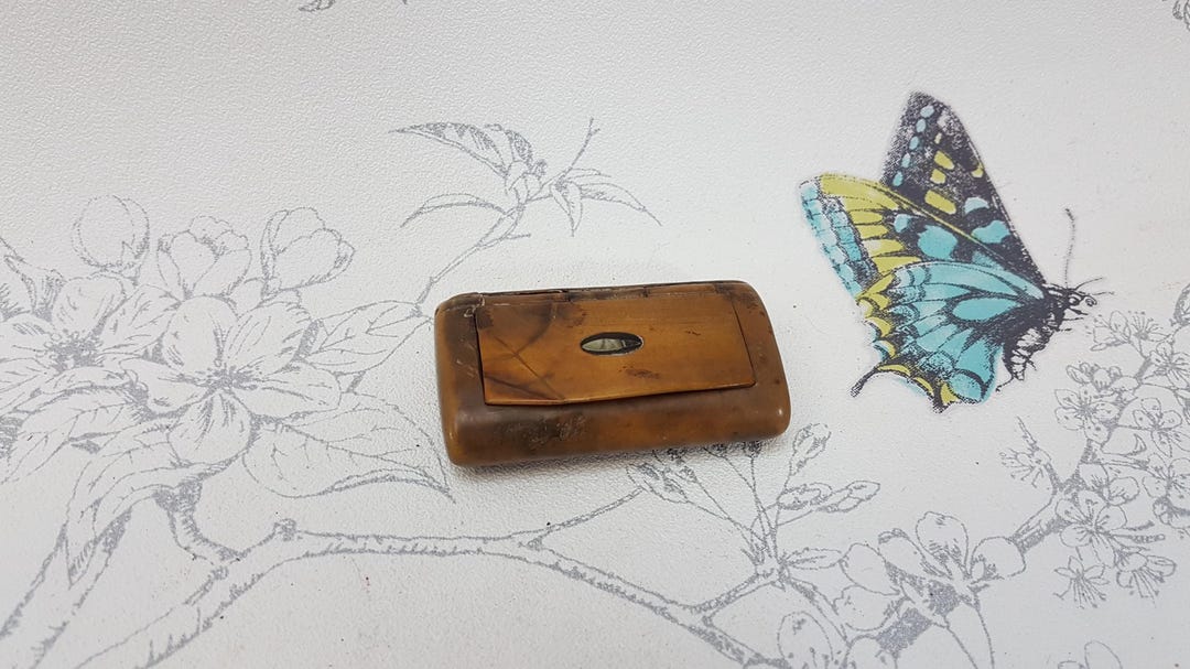 Antique Georgian Burr Wood Snuff Box: Mother of Pearl Inlay, Treen Box ...