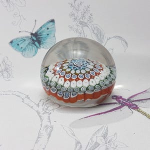 Vintage Millefiori Glass Paperweight: Mid-Century Art Glass Collectible