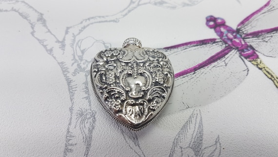 Vintage silver heart chatelaine perfume bottle, 19