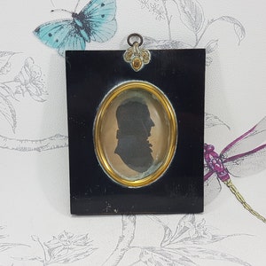 19th Century Watercolor Silhouette Portrait - Antique Home Decor