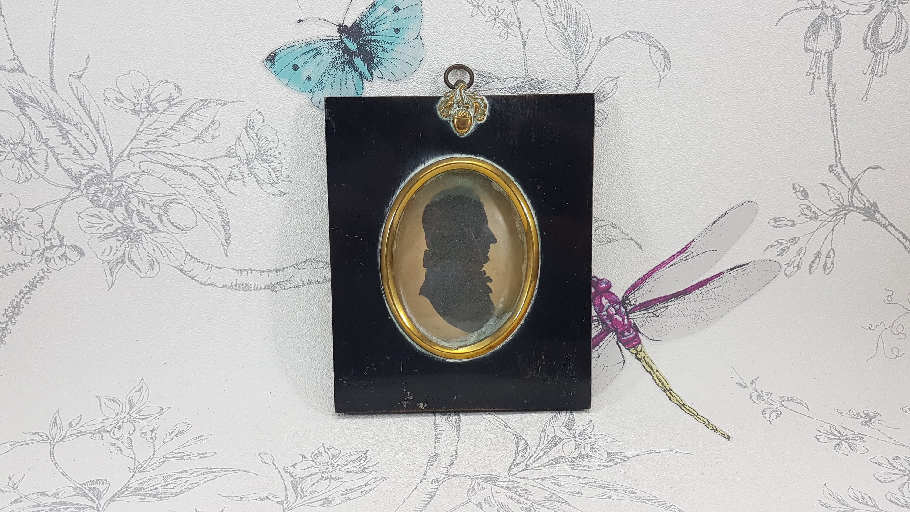 19th Century Watercolor Silhouette Portrait - Antique Home Decor