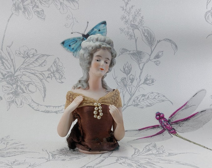 Antique Bisque Half Doll Large German Antique Half Doll With Etsy