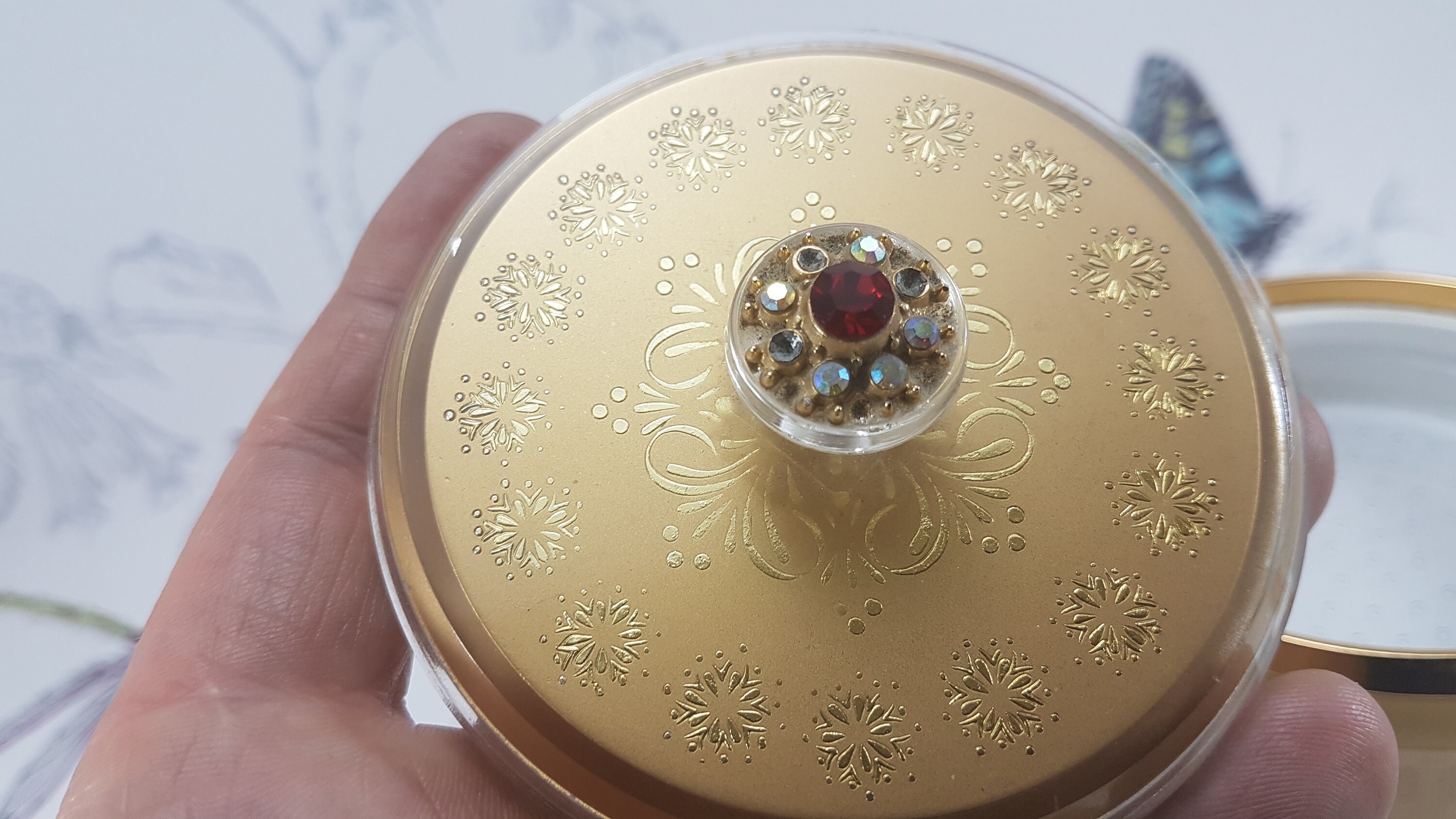 Vintage Music Box Powder Bowl With Rhinestone Jewelled Lid Etsy UK