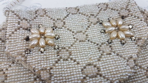 Vintage clutch bag, mid-century beaded evening ba… - image 3