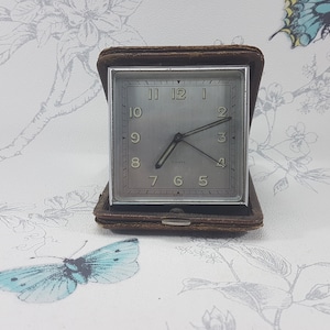 Art Deco Travel Alarm Clock: Vintage Swiss Wind-Up Bedside Clock