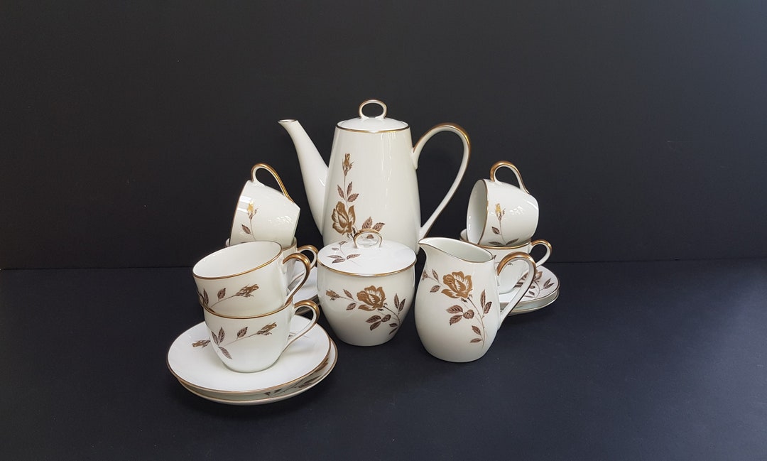 アンティーク ノリタケ Tea&Coffee Set Vintage Noritake Coffee Set: Rosewin Porcelain, 15 Piece Tea