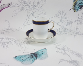 Antik Royal Worcester Demitasse-kopp och fat: 1911 fint benporslin