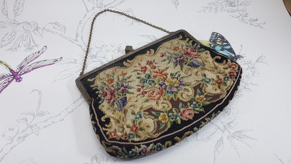 Vintage petit point tapestry evening bag, vintage… - image 2
