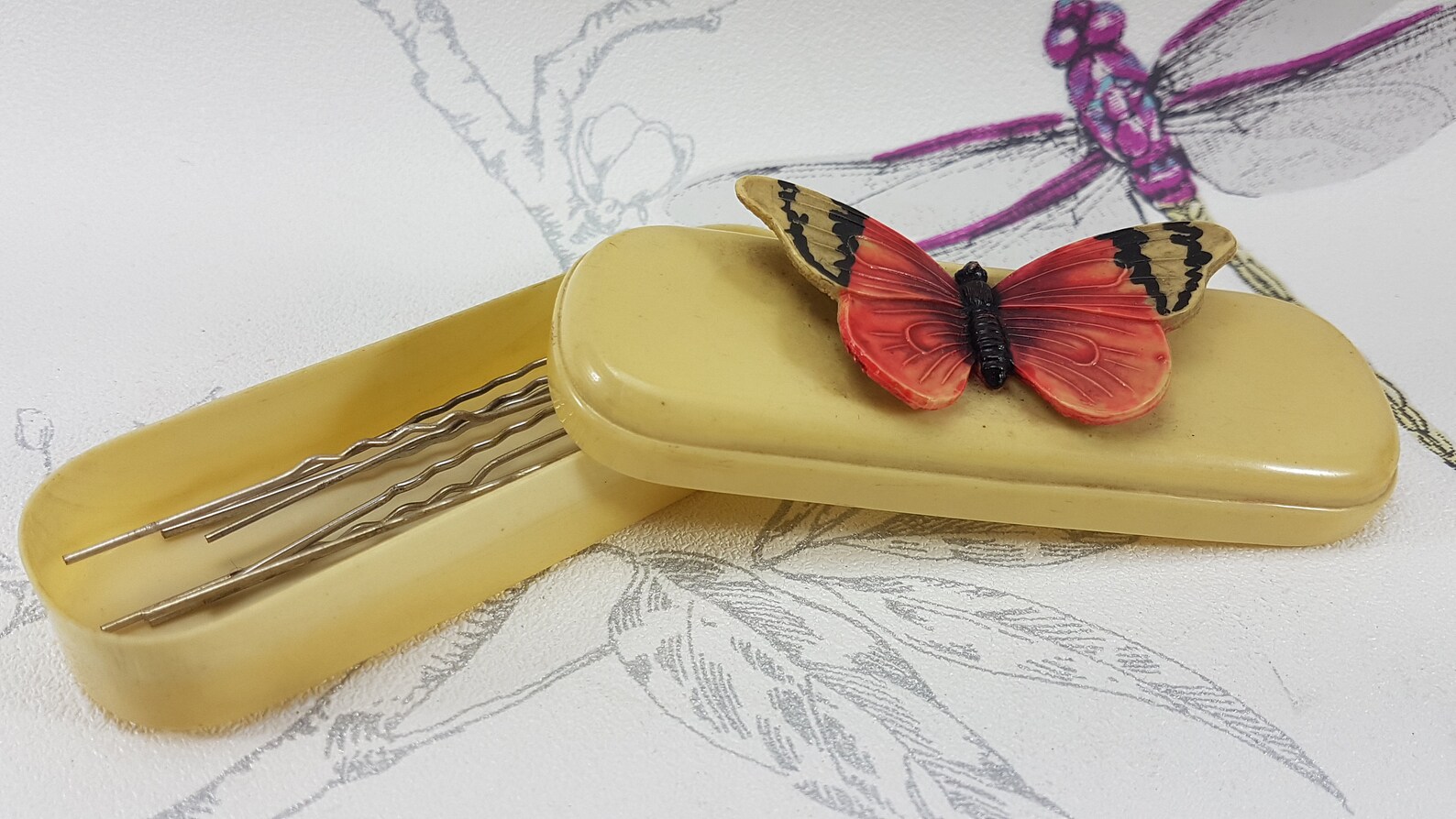 Vintage hairpin box Art Deco celluloid hairpin box with Etsy