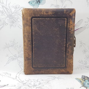 Victoriaans fotoalbum, antiek in leer gebonden kaartalbum, antiek familiefotoalbum met 43 periodefoto's