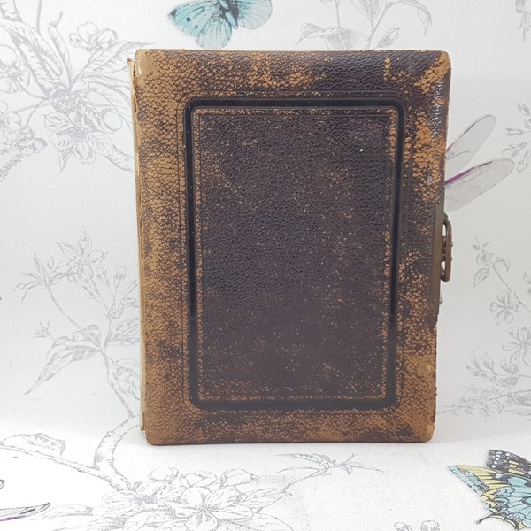 Victorian photo album, antique leather bound cabinet card album, antique family photograph album with 43 period photographs