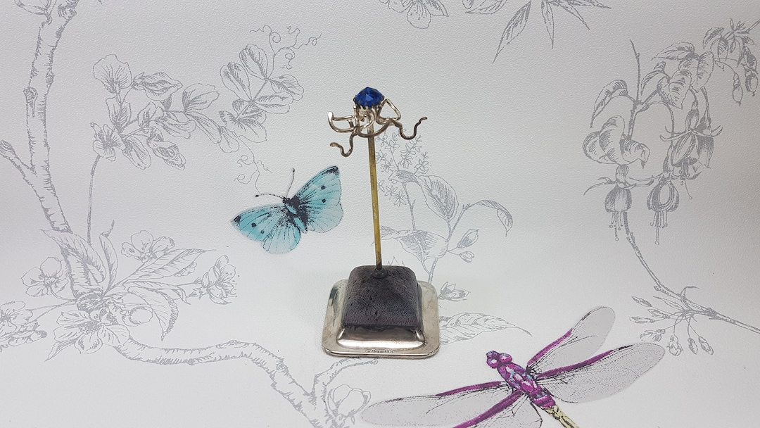 Antique Hat Pin Stand Silver Plated and Velvet Hat Pin Stand Etsy