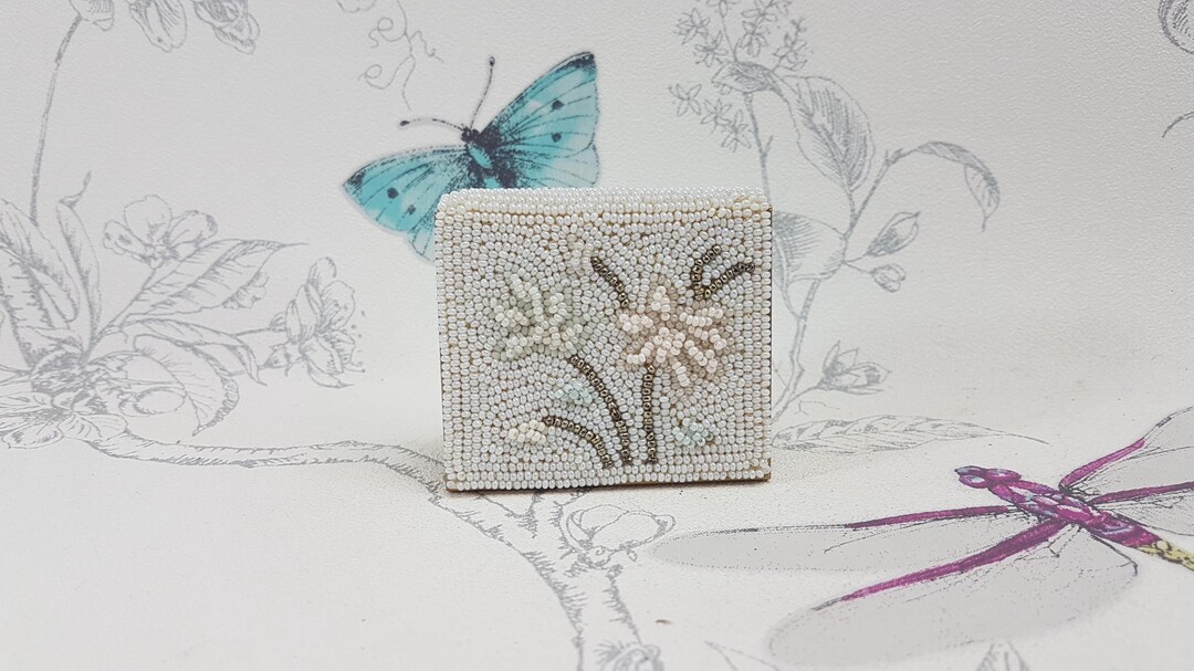 Rare Vintage Beaded Powder Compact by Schildkraut, Vintage Bead ...