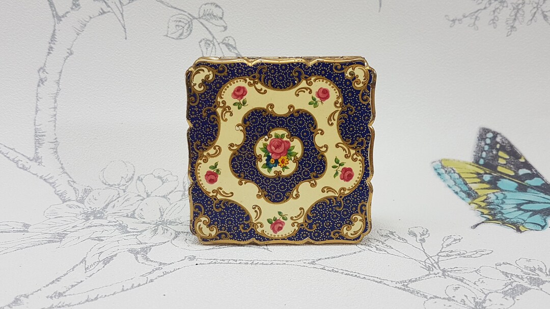 Stratton Square Solid Powder Compact Vintage Square Stratton Powder Compact, Mid-century Stratton Compact ...