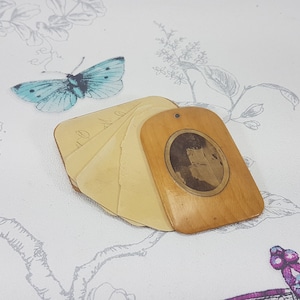 Antieke Mauchline ware aide memoire, Cora Linn Falls, Schotland, Victoriaans reissouvenir, antieke Victoriaanse aide memoire
