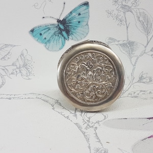 Vintage 800 Silver Powder Compact: Floral Embossed Mirror