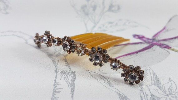 Antique decorative hair comb, Victorian paste hair