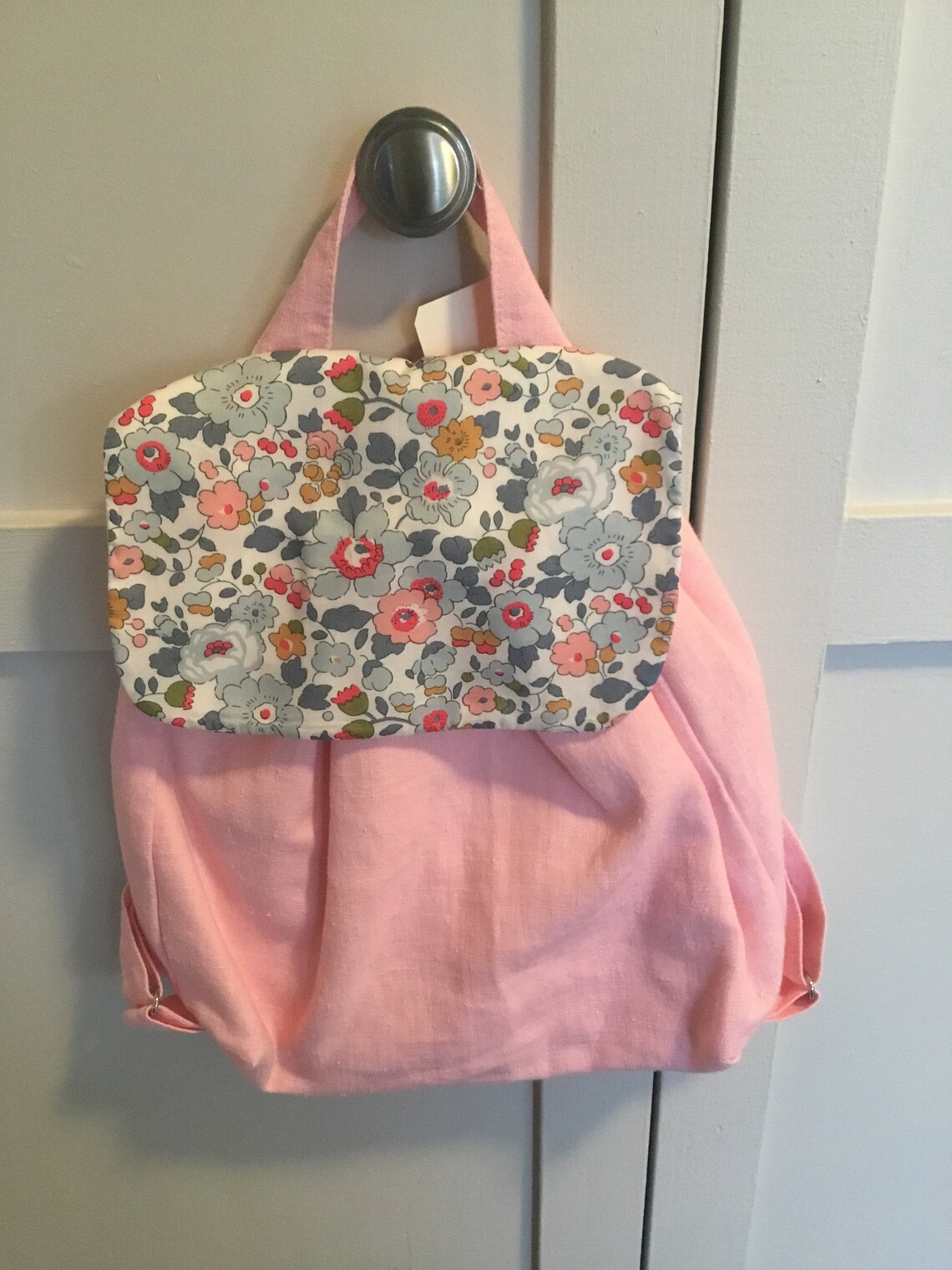 Sac ?� dos enfant en lin et liberty personnalis?�/sac pr?�nom | Etsy