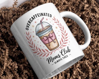 Overcaffeinated Moms Club PNG: Iced Coffee Clipart (Digital Download)