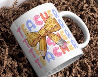 Teacher Pencil Bow PNG: Leopard Print Clipart (Digital Download)