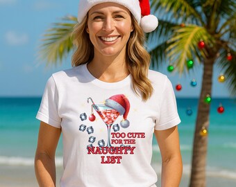 Naughty List Martini Christmas Clipart | Holiday Humor Design (PNG)