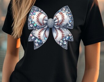 Bling Baseball Bow PNG : Coquette Game Day Sublimation (fichier numérique)