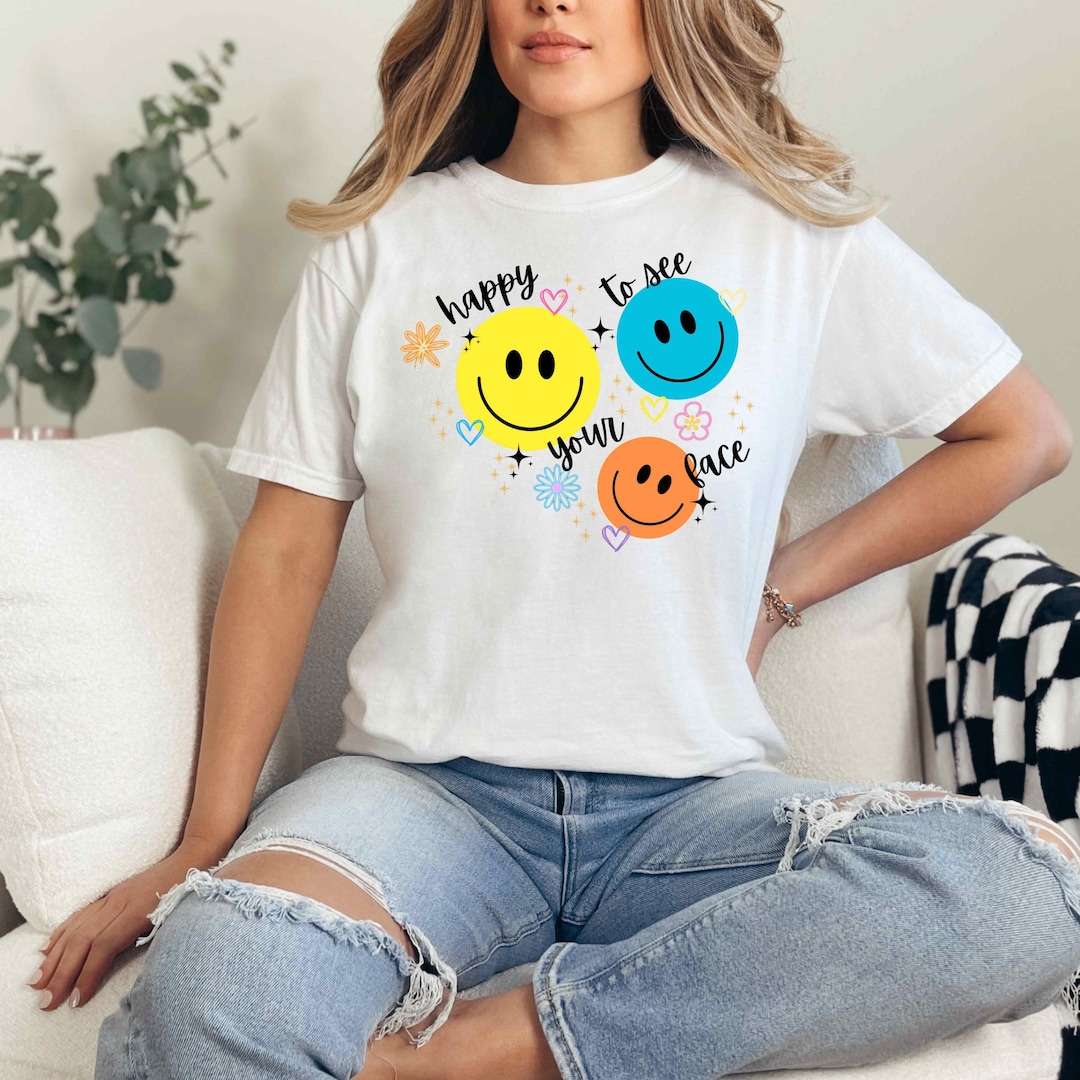 Retro Smiley Face PNG: Happy Colorful Sublimation Design (digital ...