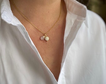 Rose Quartz Pendant / Aromatherapy Diffuser Pendant / White Lava Pendant / Charm Necklace / Rose Quartz / Dainty Jewellery