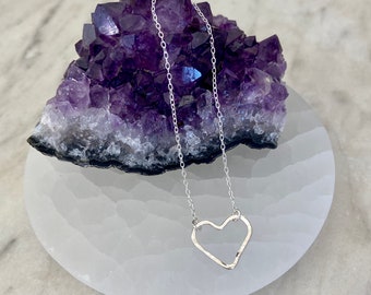 Sterling Silver Heart Necklace / Heart Pendant / Sterling Silver / Layered Necklace / Valentines Gift / Charm Necklace