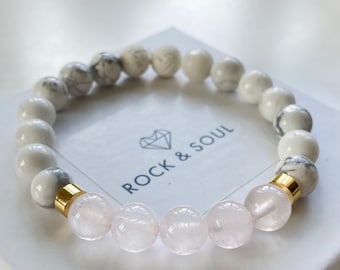 Rose Quartz Diffuser Bracelet / Calming Bracelet / Rose Quartz / Howlite / Yoga Jewellery / Calming Aid