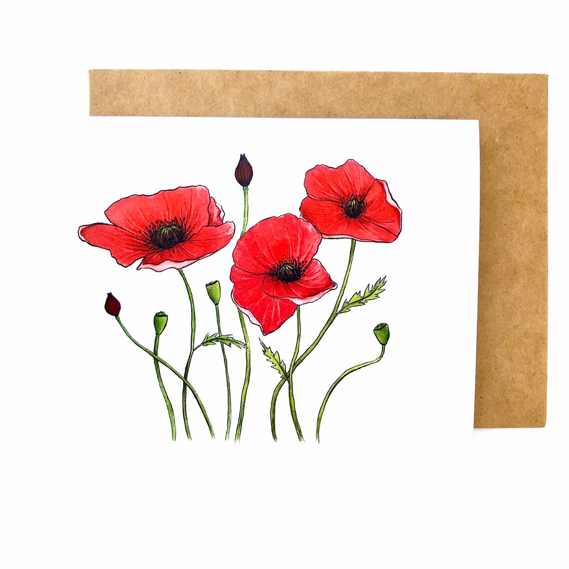 Poppy Notecards Floral Stationary Flower Card Set Etsy