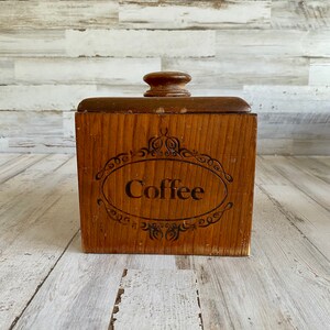 Vintage bote de madera juego con tapas de harina té café | Etsy