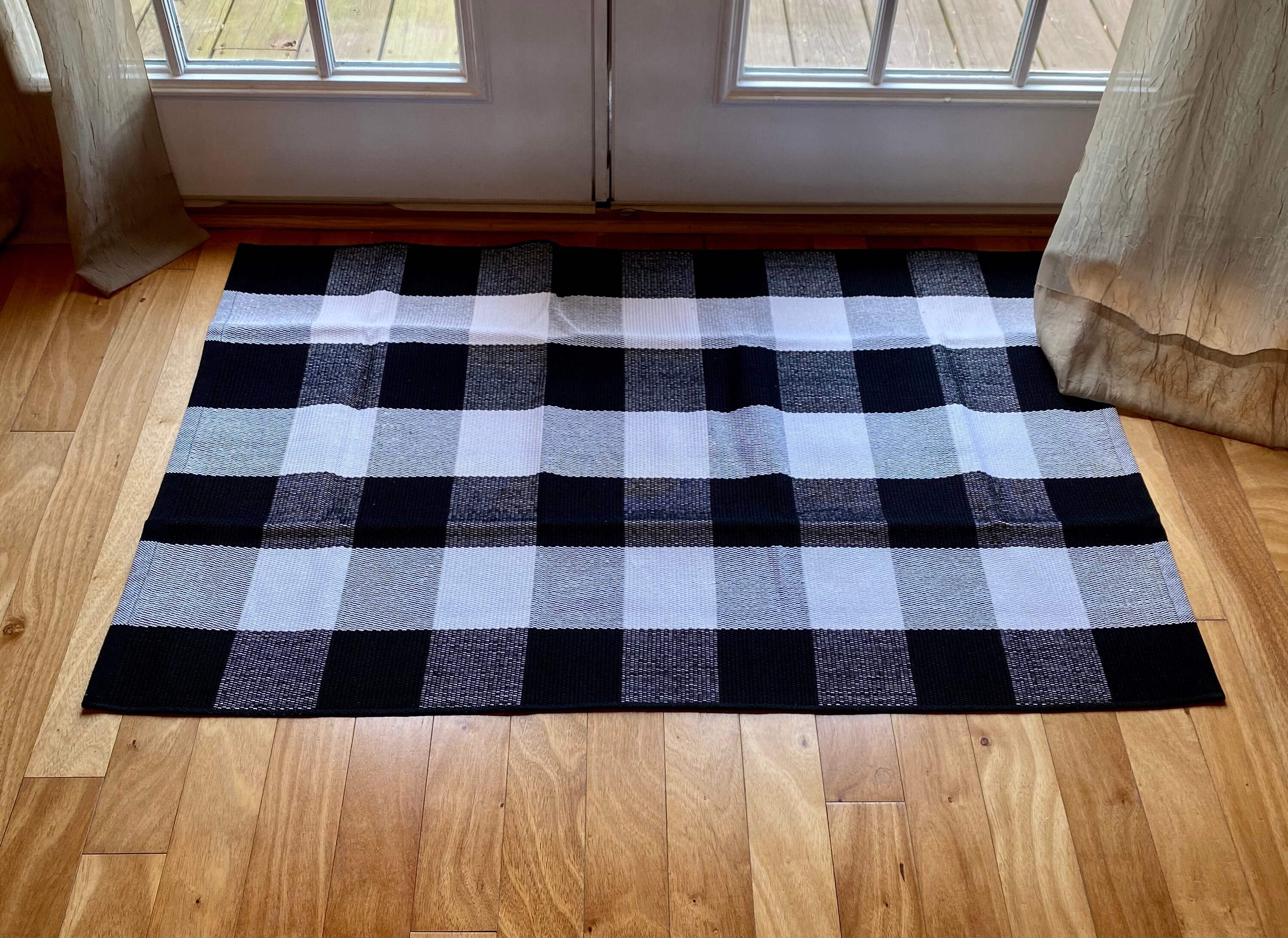 Black and White Buffalo Check Plaid Layering Rug Etsy