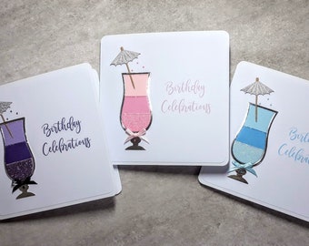 Cocktail Birthday Card, birthday celebrations, personalised birthday card, celebration age birthday card