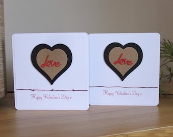 Valentine's card : Red Love, handmade card for valentine's day, happy valentine's day