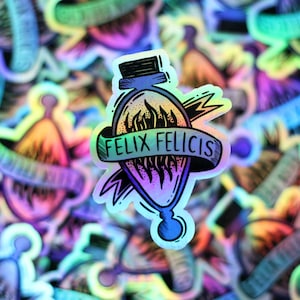 Adesivo holográfico Felix Felicis Elixir, adesivos holográficos de poção Felix Felicis